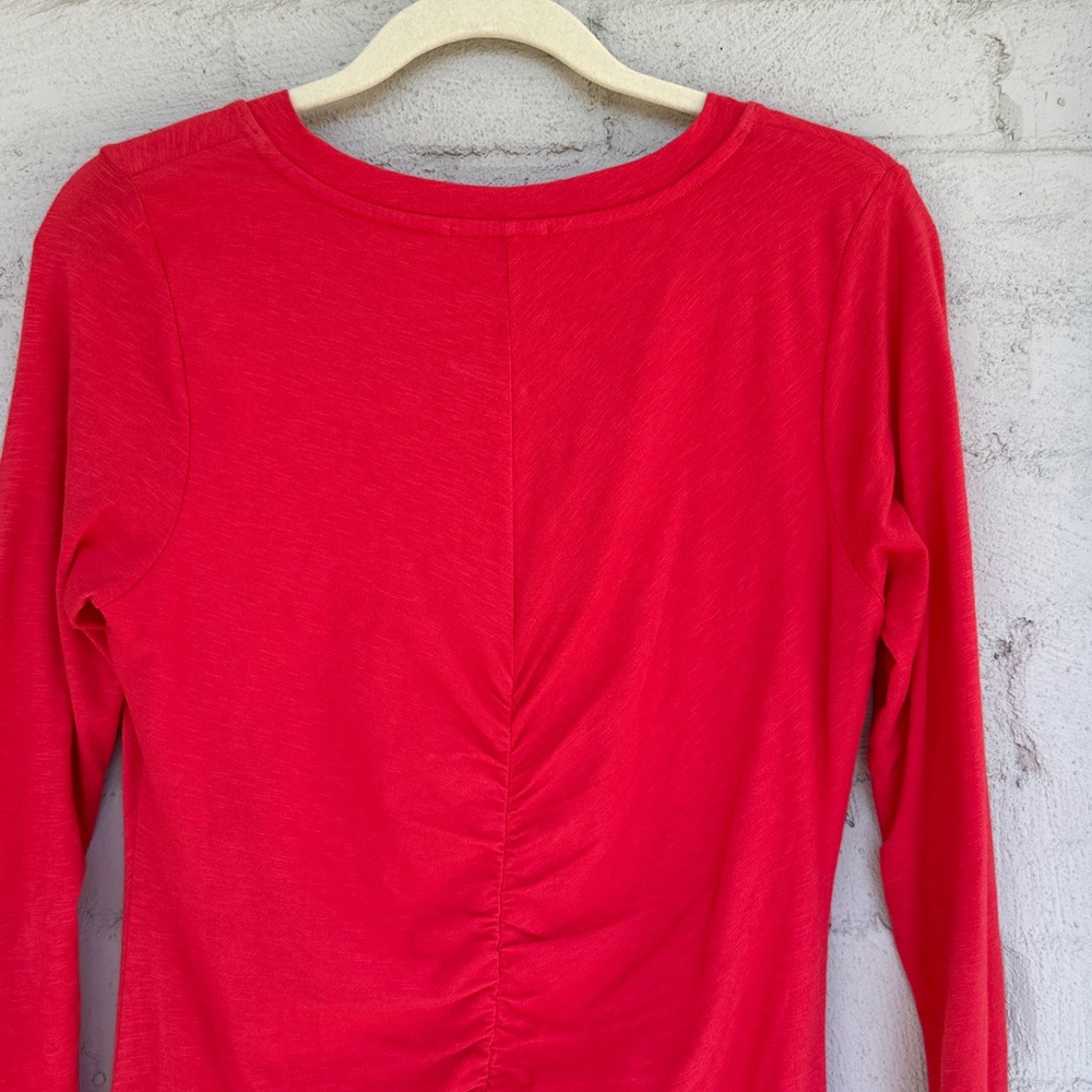 Anthropologie Sundry Ruched Long Sleeve Mini Dress Pink/Coral Size Medium - Picture 6 of 14